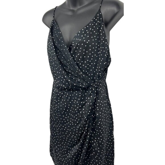 Volcom Madly Yours Dress Black Polka Dot Wrap Medium Modal Adjustable Strap New - Picture 3 of 10